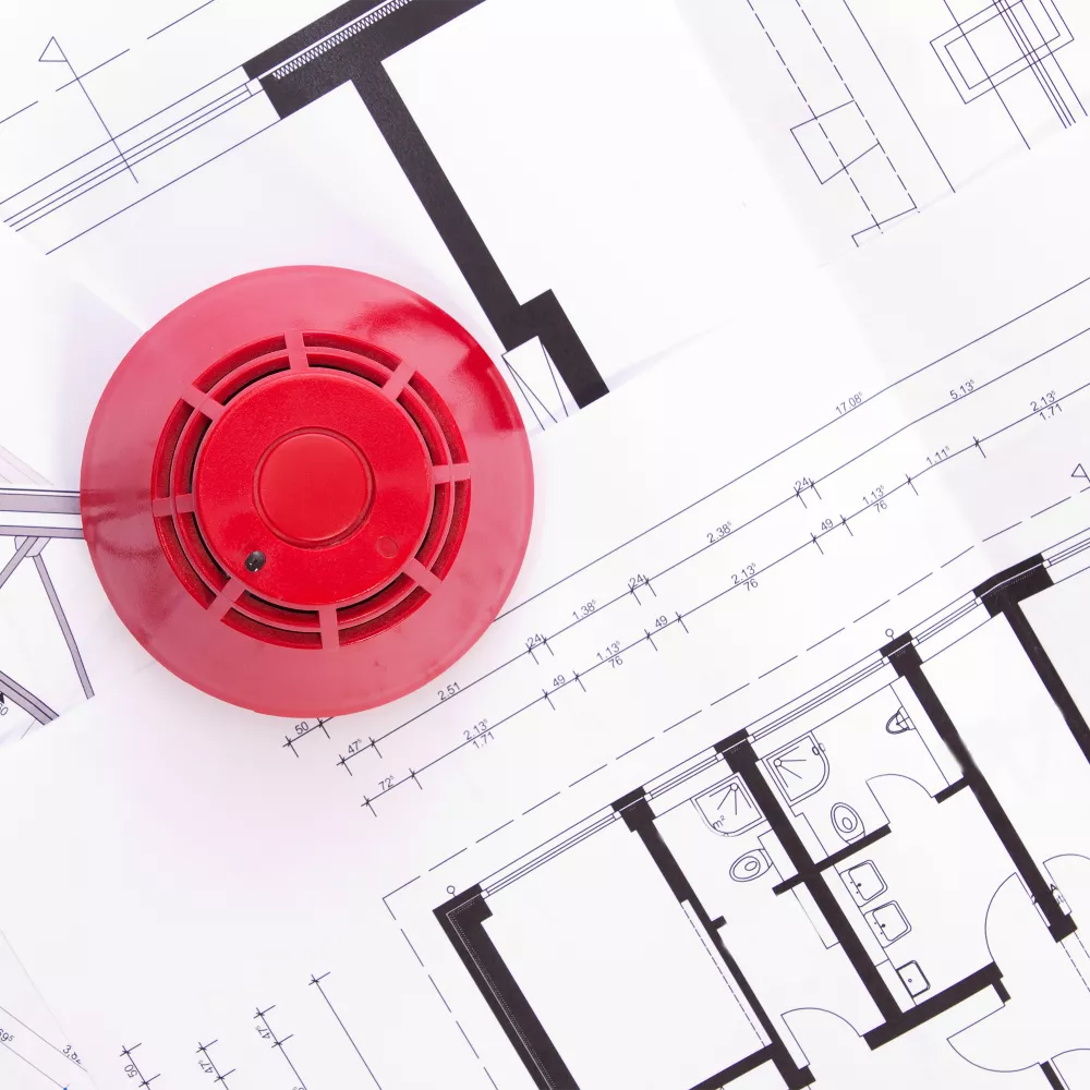 Détecteur de fumée situé sur le plan du bâtiment
